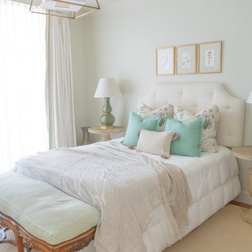 mint green soft fringe linen pillow